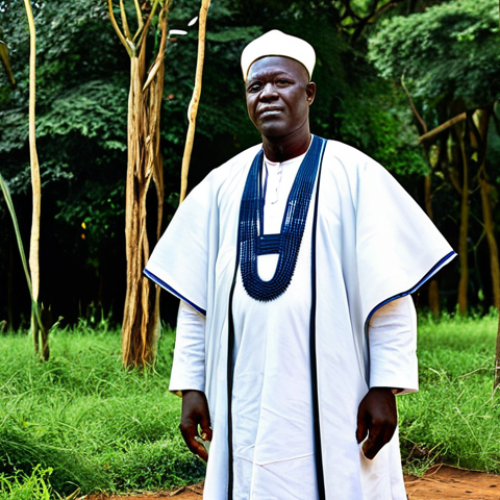Home 10 Spiritual Leader**
"A serene Ghanaian spiritual leader in traditional, fully clothed robes, standing in a sacred grove, offering blessings, safe for work, appropriate content, perfect anatomy, natural pose, professional photography, modest attire, family-friendly."
**